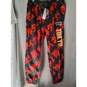 Reason Brand Tokyo Joggers Mens Large Black Red Kanji Streetwear Pants RS-20-SET
